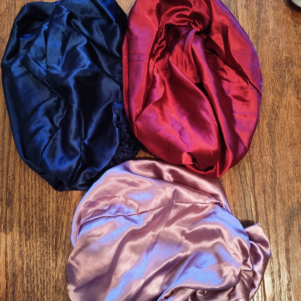 Silky Head Wraps in Blue, Red, and Purple